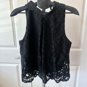 love, Fire Black Lace Cropped Sleeveless Camisole